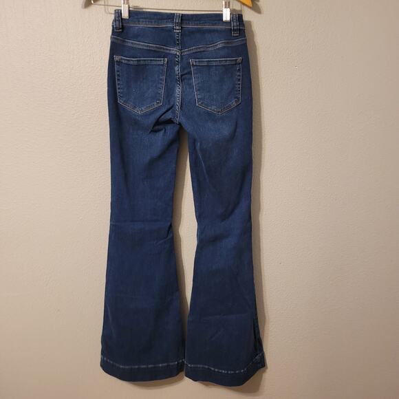 We The‎ Free Womens High Rise Flare Jeans Size 26 Dark Wash Hippie 70S Style - Picture 2 of 9